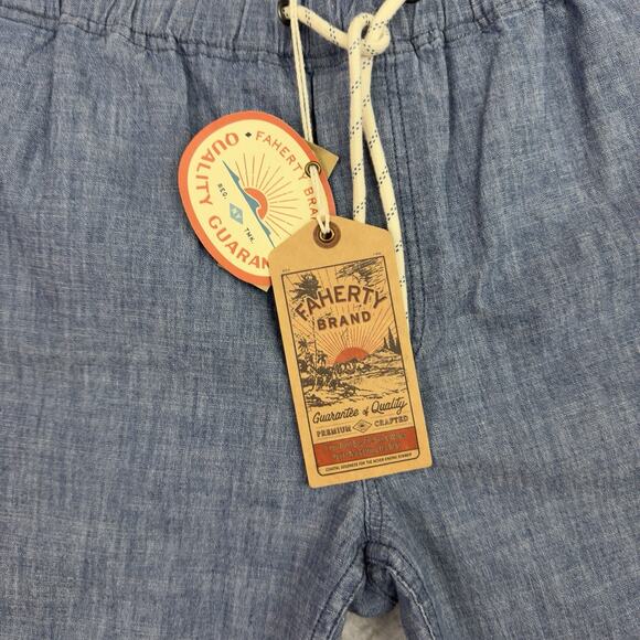 Faherty Essential Chambray Short 6.5" Drawstring Size Small indigo Dye NEW - Picture 8 of 15